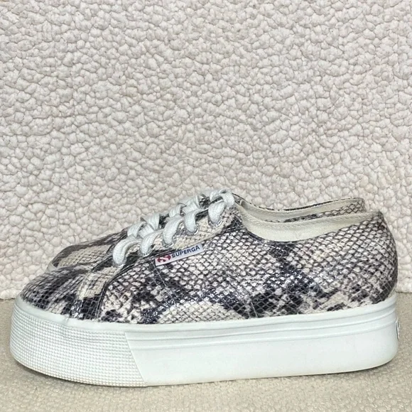 Superga Unisex Snake Print Platform Sneakers Shoes Size US Men's 5 & Womens 6.5 - Picture 2 of 11
